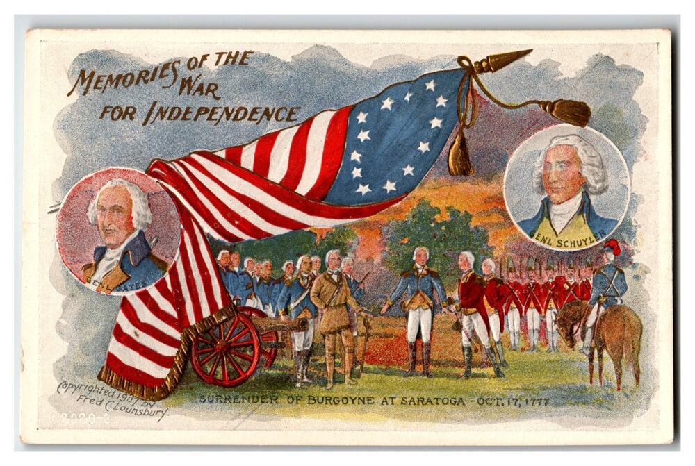 1907 Revolutionary War Surrender of Burgoyne Saratoga Embossed Postcard